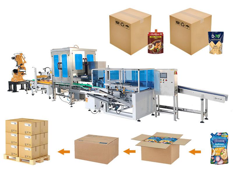 Automatic Delta Robot Case Packing System With Robotic Palletizer