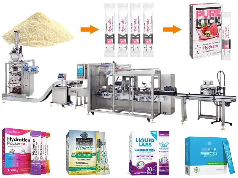 Multi-Lane Powder Stick Pack Packaging Cartoning Machine Line