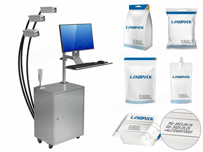 Multi Heads Vision Laser Coding Machines for Plastic Bags, Bottles, and Tubes